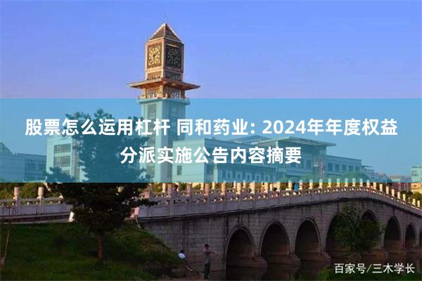 股票怎么运用杠杆 同和药业: 2024年年度权益分派实施公告内容摘要