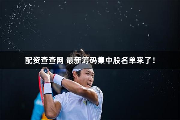 配资查查网 最新筹码集中股名单来了！